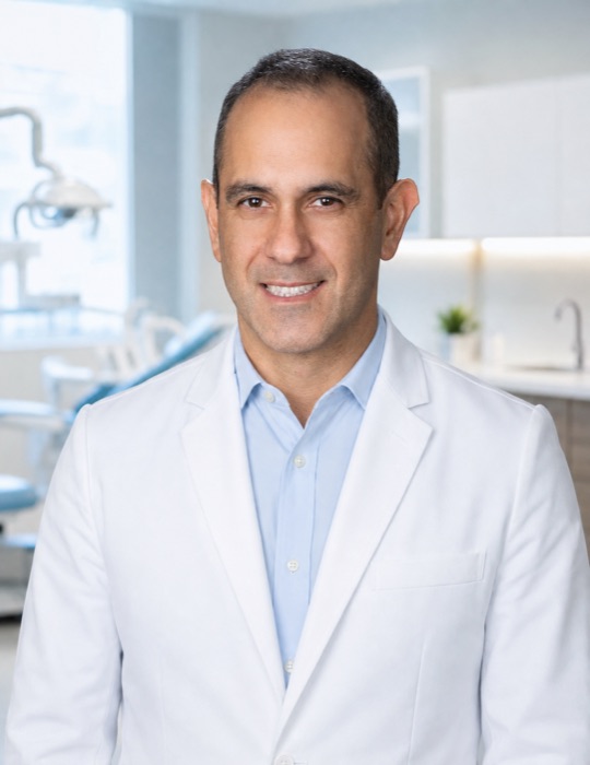 Dr. Jose Parra wearing a white clinical coat